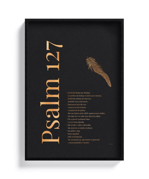 Psalm 127 – złocony plakat w ramce