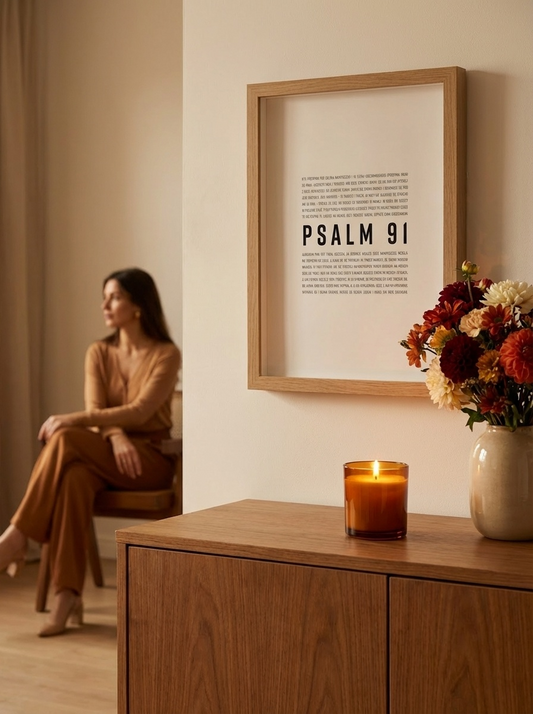 Psalm 91 – plakat w głębokiej dębowej ramie
