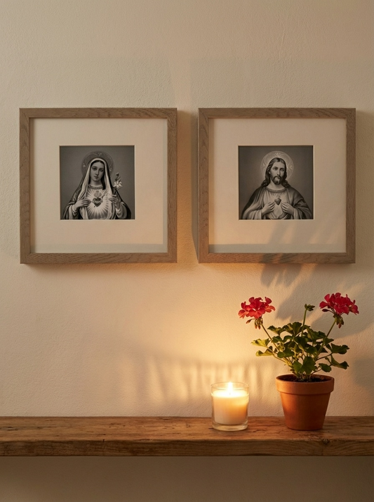 Serca Jezusa i Maryi - Dwa Obrazy w sercu domu