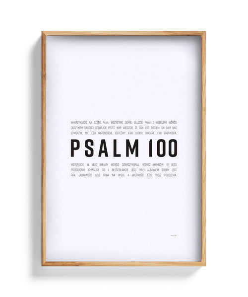 Psalm 100 – plakat typograficzny w dębowej ramie