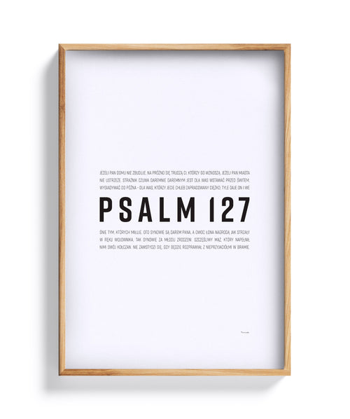 Psalm 127 – plakat typograficzny w dębowej ramie