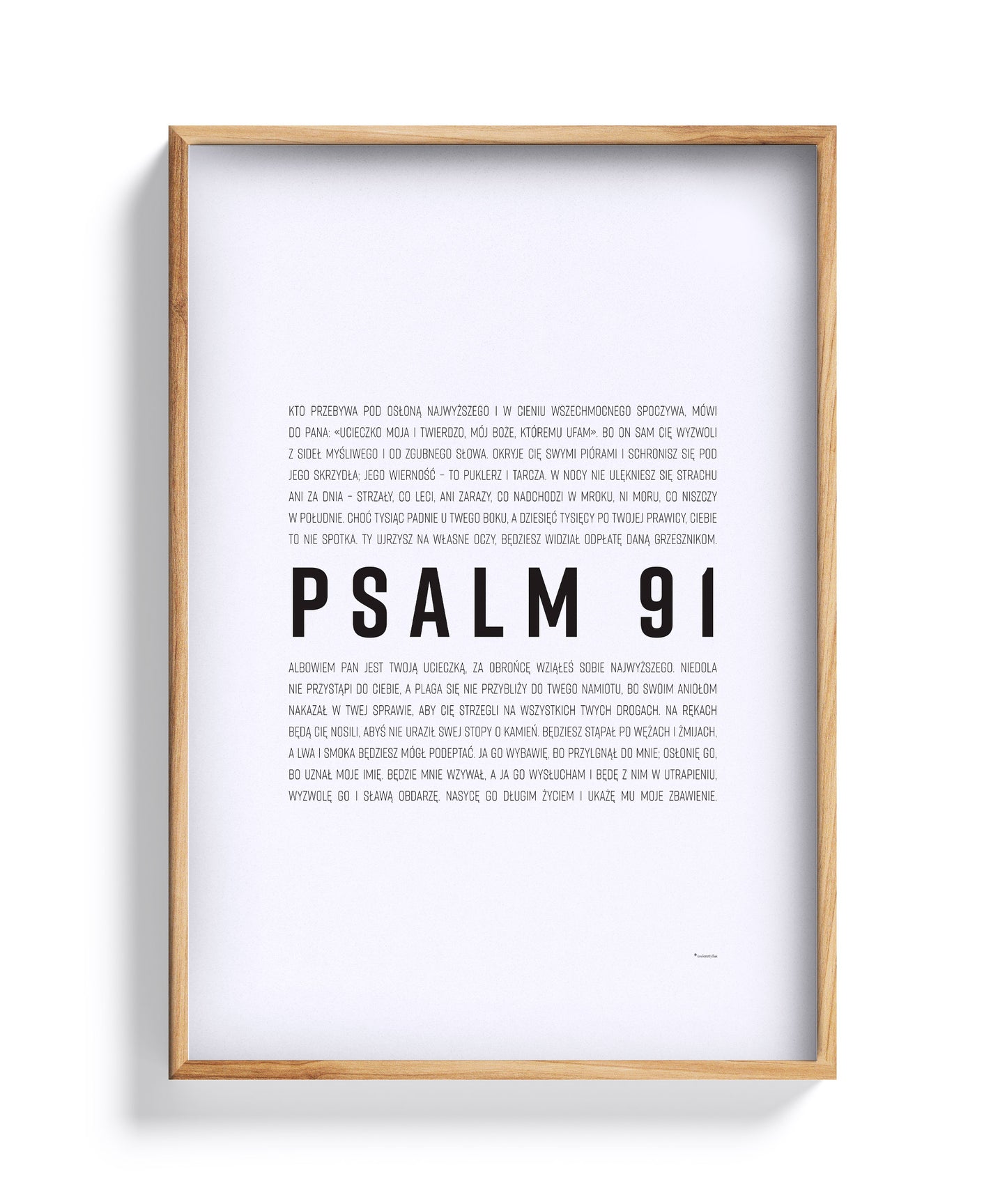 Psalm 91 – plakat typograficzny w dębowej ramie